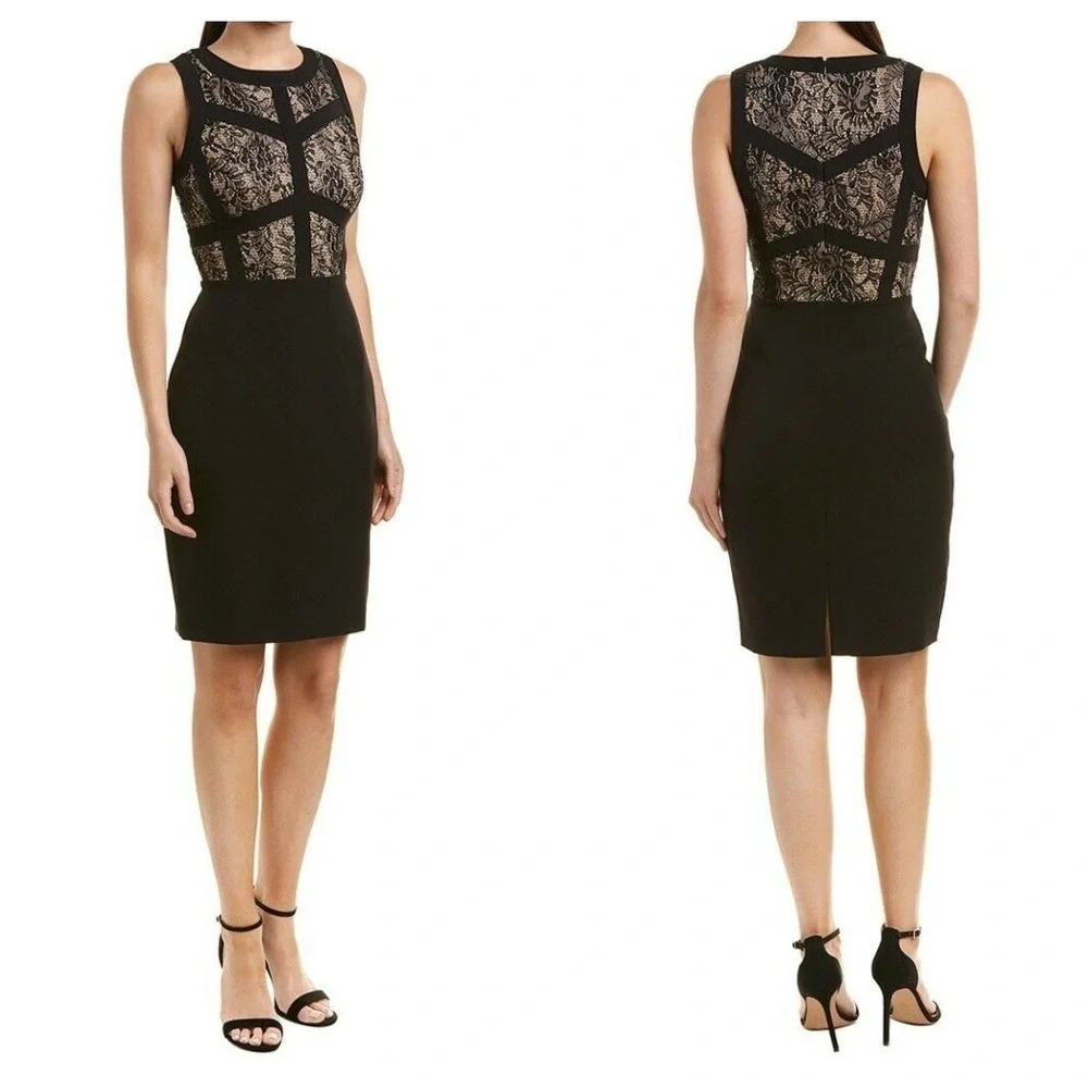 Laundry By Shelli Segal Black Woven Sexy Slimming Dress $245
